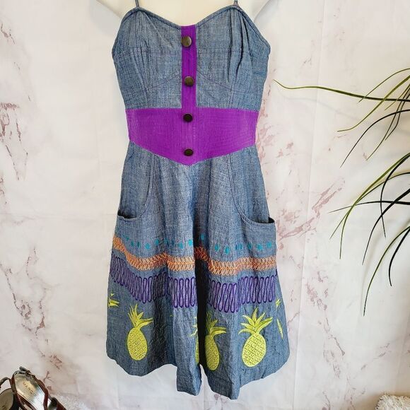 Vintage Anthropologie! Tracy Reece Frock pineapple dress - Picture 3 of 8